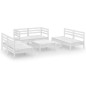 7-tlg. Garten-Lounge-Set Weiß Massivholz Kiefer 7-tlg. Garten-Lounge-Set Weiß Massivholz Kiefer