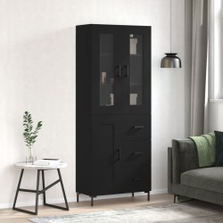 Highboard Schwarz 69,5x34x180 cm Holzwerkstoff