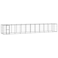 Outdoor-Hundezwinger mit Überdachung Stahl 26,62 m²