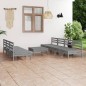 8-tlg. Garten-Lounge-Set Grau Kiefer Massivholz 8-tlg. Garten-Lounge-Set Grau Kiefer Massivholz