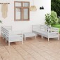 7-tlg. Garten-Lounge-Set Weiß Massivholz Kiefer 7-tlg. Garten-Lounge-Set Weiß Massivholz Kiefer