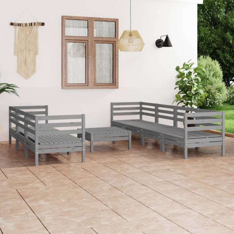 vidaXL 8-tlg. Garten-Lounge-Set Grau Kiefer Massivholz vidaXL 8-tlg. Garten-Lounge-Set Grau Kiefer Massivholz