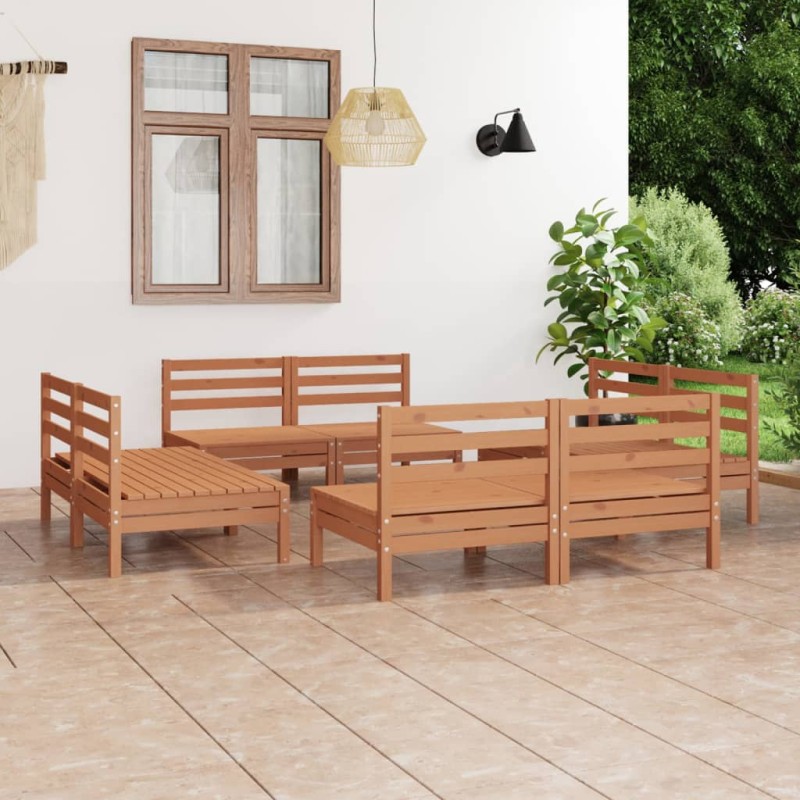 8-tlg. Garten-Lounge-Set Honigbraun Massivholz Kiefer 8-tlg. Garten-Lounge-Set Honigbraun Massivholz Kiefer