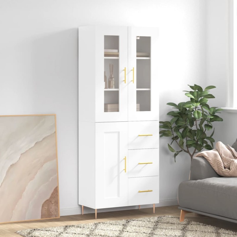 Highboard Hochglanz-Weiß 69,5x34x180 cm Holzwerkstoff Highboard Hochglanz-Weiß 69,5x34x180 cm Holzwerkstoff