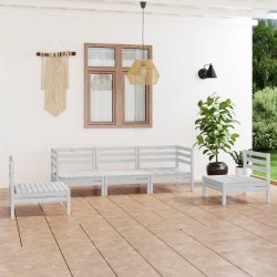 5-tlg. Garten-Lounge-Set Weiß Kiefer Massivholz
