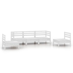 5-tlg. Garten-Lounge-Set Weiß Kiefer Massivholz