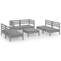 vidaXL 7-tlg. Garten-Lounge-Set Grau Massivholz Kiefer vidaXL 7-tlg. Garten-Lounge-Set Grau Massivholz Kiefer