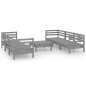 7-tlg. Garten-Lounge-Set Grau Kiefer Massivholz 7-tlg. Garten-Lounge-Set Grau Kiefer Massivholz