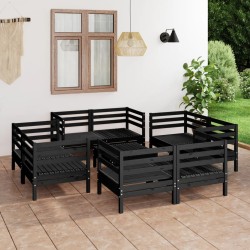 vidaXL 9-tlg. Garten-Lounge-Set Schwarz Massivholz Kiefer
