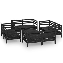 vidaXL 9-tlg. Garten-Lounge-Set Schwarz Massivholz Kiefer