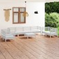 9-tlg. Garten-Lounge-Set Weiß Massivholz Kiefer 9-tlg. Garten-Lounge-Set Weiß Massivholz Kiefer