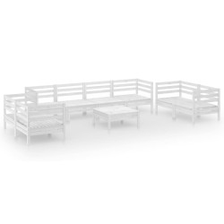 9-tlg. Garten-Lounge-Set Weiß Massivholz Kiefer
