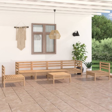 7-tlg. Garten-Lounge-Set Kiefer Massivholz