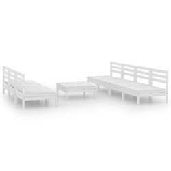 8-tlg. Garten-Lounge-Set Weiß Kiefer Massivholz