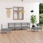 5-tlg. Garten-Lounge-Set Grau Kiefer Massivholz 5-tlg. Garten-Lounge-Set Grau Kiefer Massivholz