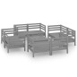 9-tlg. Garten-Lounge-Set Grau Kiefer Massivholz 9-tlg. Garten-Lounge-Set Grau Kiefer Massivholz