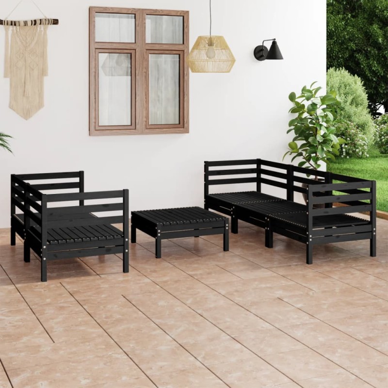 vidaXL 6-tlg. Garten-Lounge-Set Schwarz Massivholz Kiefer vidaXL 6-tlg. Garten-Lounge-Set Schwarz Massivholz Kiefer