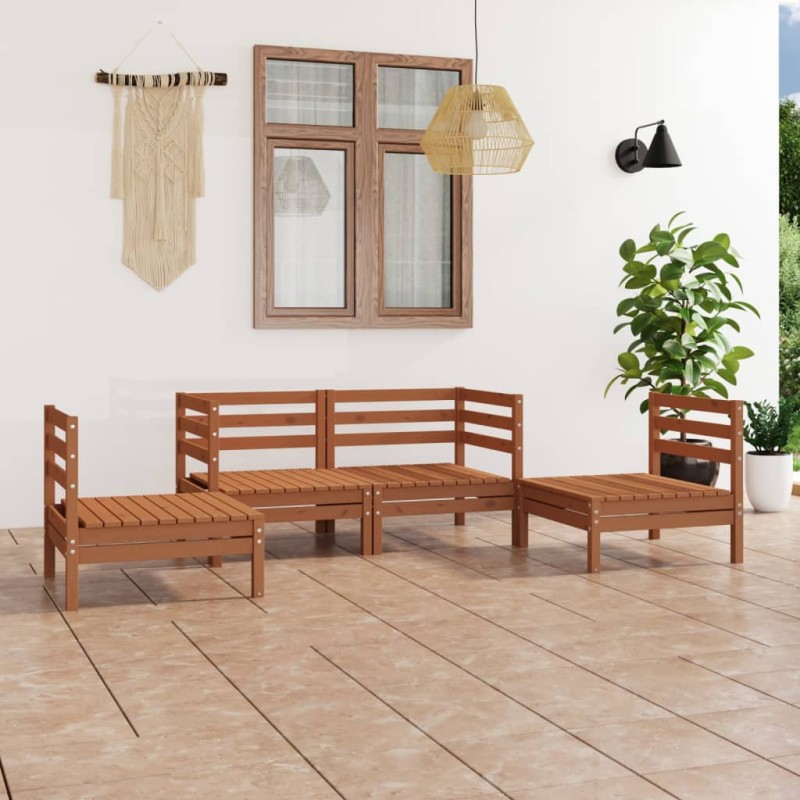 4-tlg. Garten-Lounge-Set Honigbraun Massivholz Kiefer 4-tlg. Garten-Lounge-Set Honigbraun Massivholz Kiefer