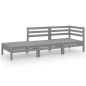 3-tlg. Garten-Lounge-Set Grau Massivholz Kiefer 3-tlg. Garten-Lounge-Set Grau Massivholz Kiefer