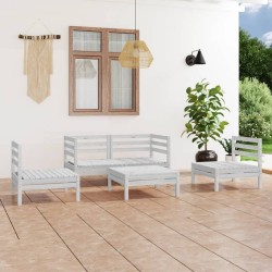 vidaXL 5-tlg. Garten-Lounge-Set Weiß Kiefer Massivholz