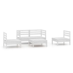 vidaXL 5-tlg. Garten-Lounge-Set Weiß Kiefer Massivholz