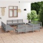 vidaXL 13-tlg. Garten-Lounge-Set Grau Kiefer Massivholz vidaXL 13-tlg. Garten-Lounge-Set Grau Kiefer Massivholz