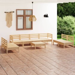 9-tlg. Garten-Lounge-Set Massivholz Kiefer
