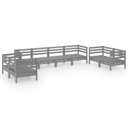vidaXL 8-tlg. Garten-Lounge-Set Grau Massivholz Kiefer