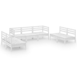 vidaXL 7-tlg. Garten-Lounge-Set Weiß Massivholz Kiefer