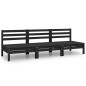 3-tlg. Garten-Lounge-Set Schwarz Massivholz Kiefer 3-tlg. Garten-Lounge-Set Schwarz Massivholz Kiefer