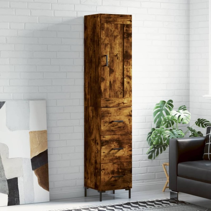 Highboard Räuchereiche 34,5x34x180 cm Holzwerkstoff Highboard Räuchereiche 34,5x34x180 cm Holzwerkstoff