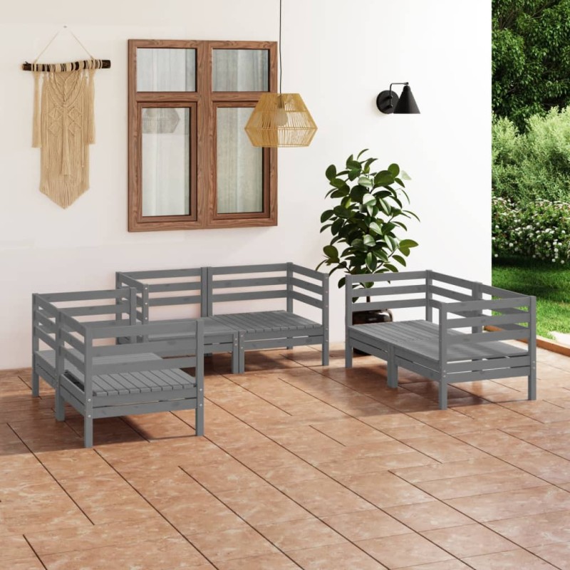 vidaXL 6-tlg. Garten-Lounge-Set Grau Massivholz Kiefer vidaXL 6-tlg. Garten-Lounge-Set Grau Massivholz Kiefer