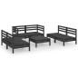 7-tlg. Garten-Lounge-Set Schwarz Massivholz Kiefer 7-tlg. Garten-Lounge-Set Schwarz Massivholz Kiefer