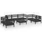 8-tlg. Garten-Lounge-Set Schwarz Massivholz Kiefer 8-tlg. Garten-Lounge-Set Schwarz Massivholz Kiefer