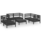 7-tlg. Garten-Lounge-Set Schwarz Massivholz Kiefer 7-tlg. Garten-Lounge-Set Schwarz Massivholz Kiefer