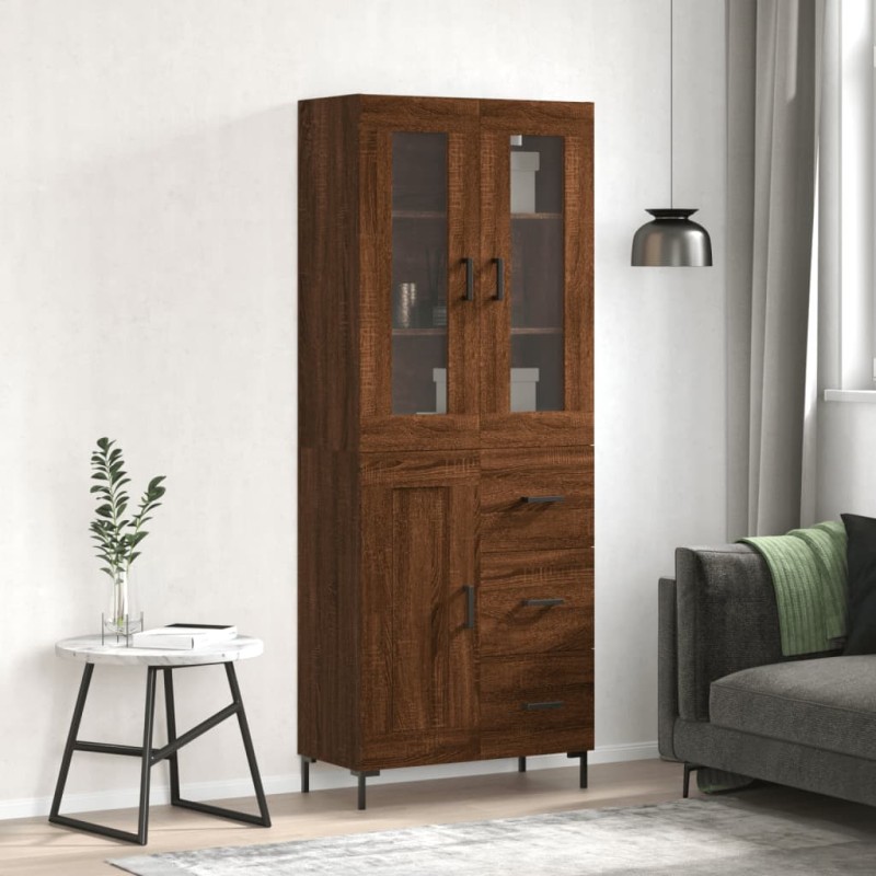 Highboard Braun Eichen-Optik 69,5x34x180 cm Holzwerkstoff Highboard Braun Eichen-Optik 69,5x34x180 cm Holzwerkstoff
