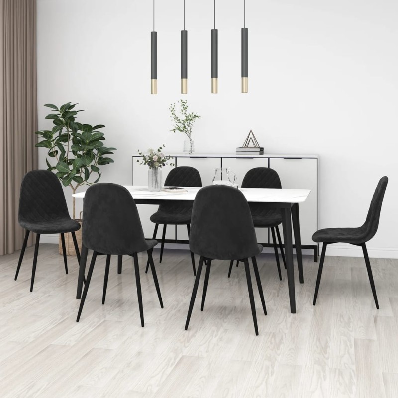 Esszimmerstühle 6 Stk. Schwarz Samt Esszimmerstühle 6 Stk. Schwarz Samt