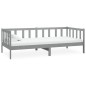 Tagesbett mit Matratze 90x200 cm Grau Kiefer Massivholz Tagesbett mit Matratze 90x200 cm Grau Kiefer Massivholz