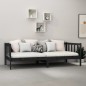 Tagesbett mit Matratze 90x200 cm Schwarz Kiefer Massivholz Tagesbett mit Matratze 90x200 cm Schwarz Kiefer Massivholz