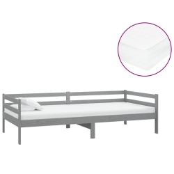 vidaXL Tagesbett mit Matratze 90x200 cm Grau Kiefer Massivholz