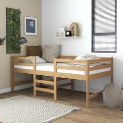 Mittelhohes Bett mit Matratze Honigbraun 90x200 cm Massivholz Kiefer