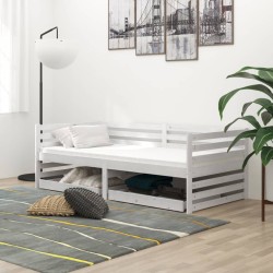Tagesbett mit Schubladen 90x200 cm Weiß Massivholz Kiefer