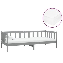 vidaXL Tagesbett mit Matratze 90x200 cm Grau Kiefer Massivholz