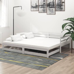 Ausziehbares Tagesbett 2x(90x200) cm Weiß Massivholz Kiefer