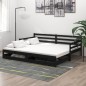 Ausziehbares Tagesbett 2x(90x200) cm Schwarz Massivholz Kiefer Ausziehbares Tagesbett 2x(90x200) cm Schwarz Massivholz Kiefer