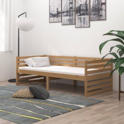 Tagesbett mit Matratze 90x200 cm Honigbraun Massivholz Kiefer