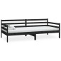 Tagesbett mit Matratze 90x200 cm Schwarz Kiefer Massivholz Tagesbett mit Matratze 90x200 cm Schwarz Kiefer Massivholz