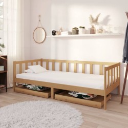 Tagesbett mit Schubladen 90x200 cm Honigbraun Massivholz Kiefer