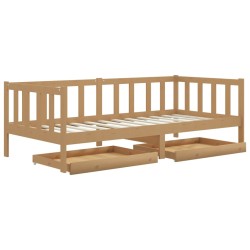 Tagesbett mit Schubladen 90x200 cm Honigbraun Massivholz Kiefer