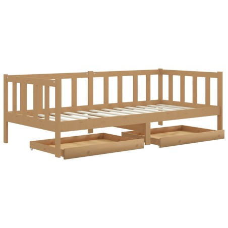 Tagesbett mit Schubladen 90x200 cm Honigbraun Massivholz Kiefer